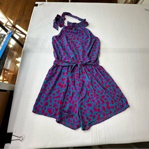 Vibrant Purple and Pink Leopard Print Women's Romper